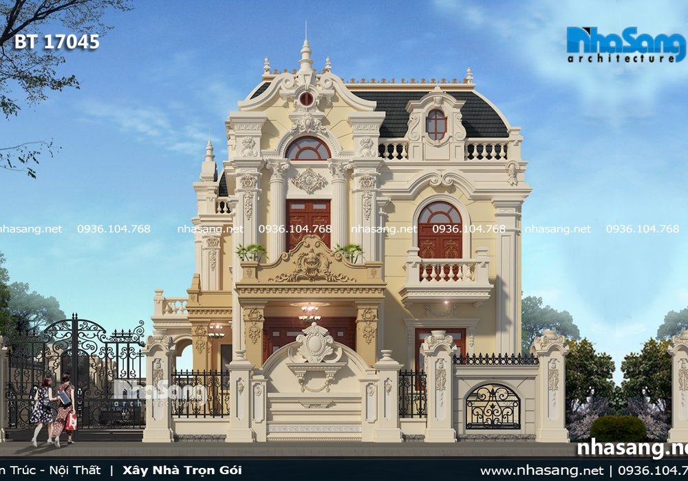 Mẫu lâu đài 3 tầng kiểu Pháp sang trọng tại Ninh Bình BT17045