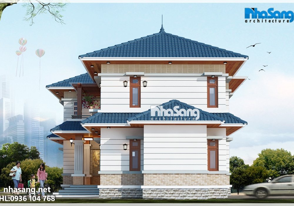 Nhà vườn đẹp 2 tầng chữ L mặt tiền 15m x 10m mái thái BT16005