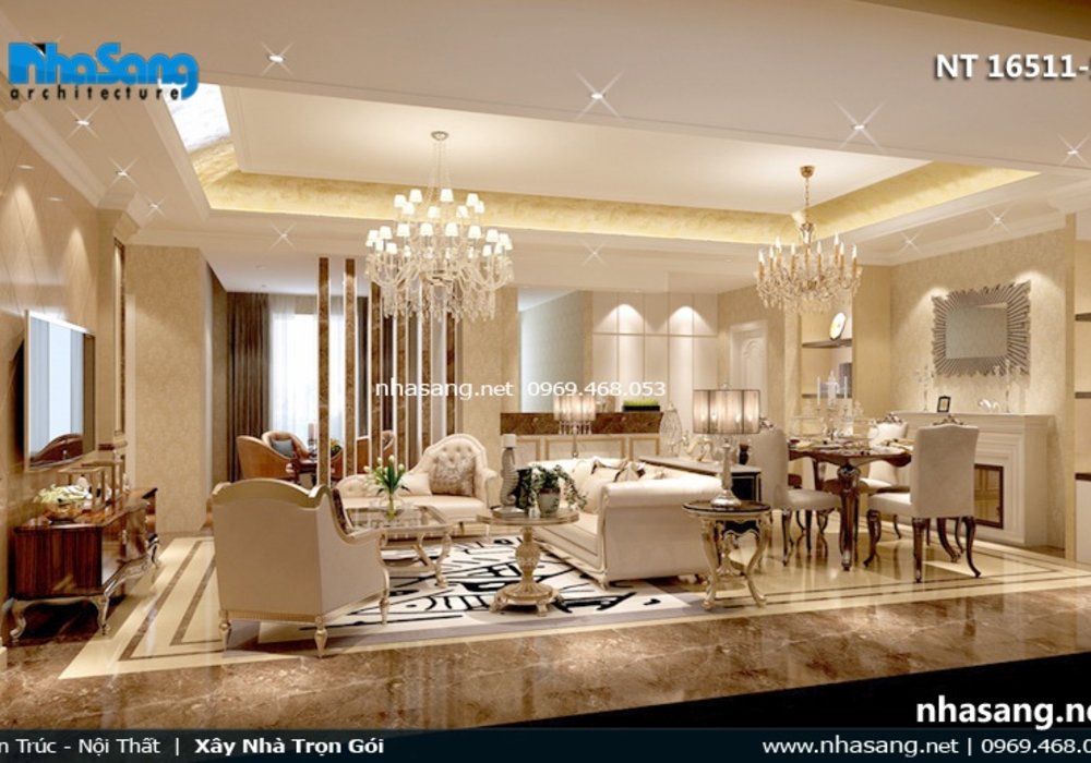 10 Mẫu phòng khách biệt thự đẹp - Thiết kế phòng khách NT16511