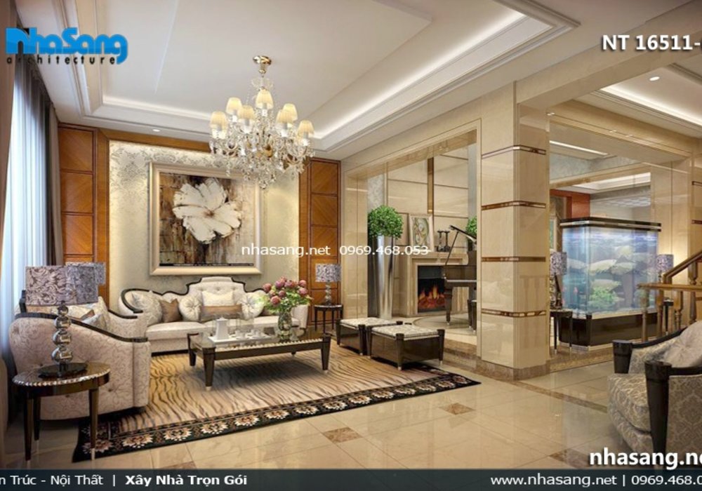 10 Mẫu phòng khách biệt thự đẹp - Thiết kế phòng khách NT16511
