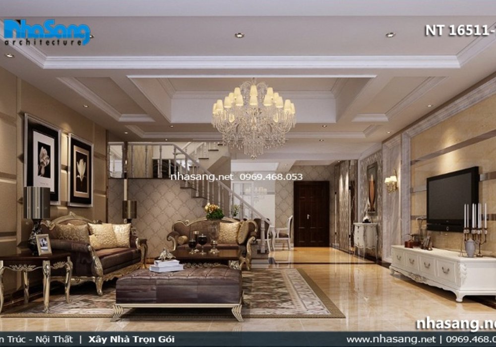 10 Mẫu phòng khách biệt thự đẹp - Thiết kế phòng khách NT16511