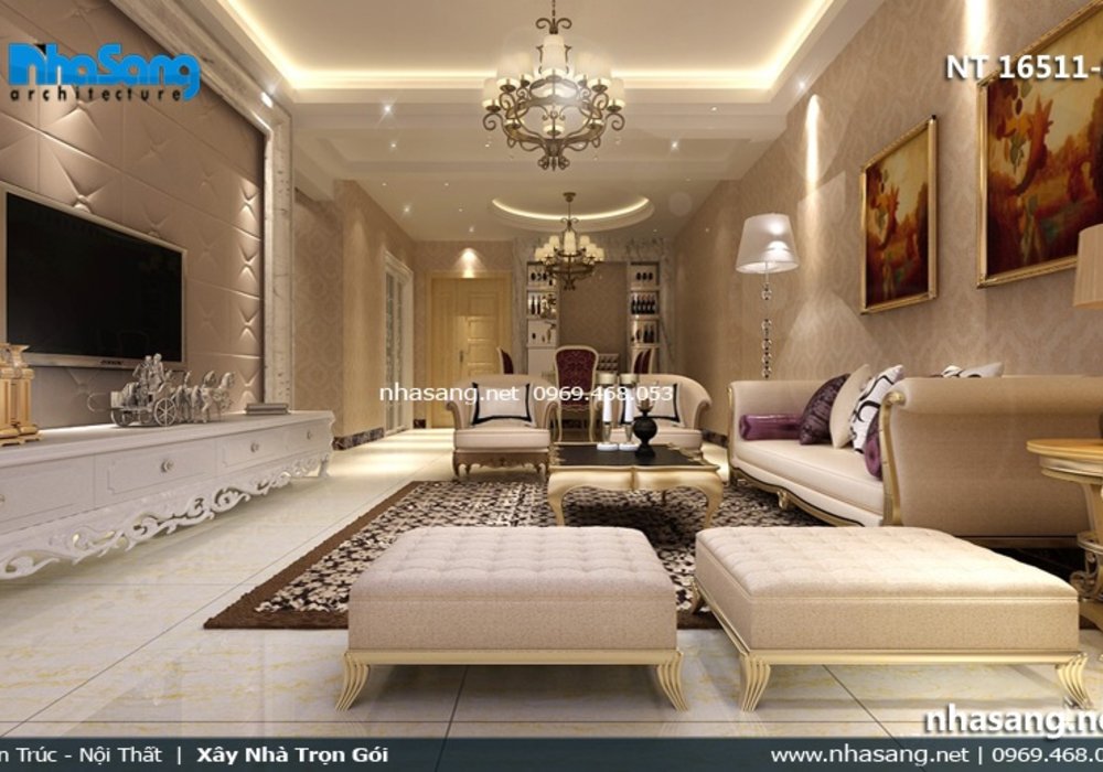 10 Mẫu phòng khách biệt thự đẹp - Thiết kế phòng khách NT16511