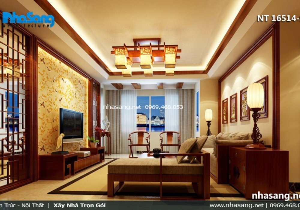 Mẫu phòng khách đẹp kiểu Á Đông NT16514