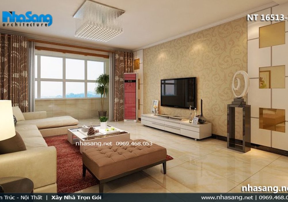 Mẫu phòng khách nhà ống 5m hiện đại NT16513