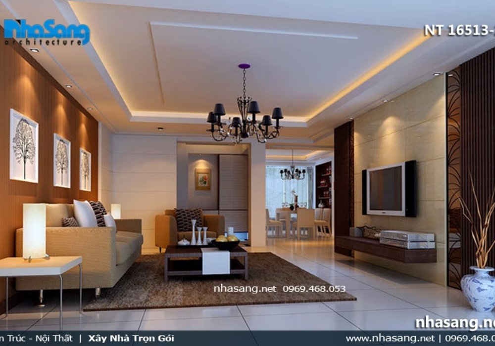 Mẫu phòng khách nhà ống 5m hiện đại NT16513
