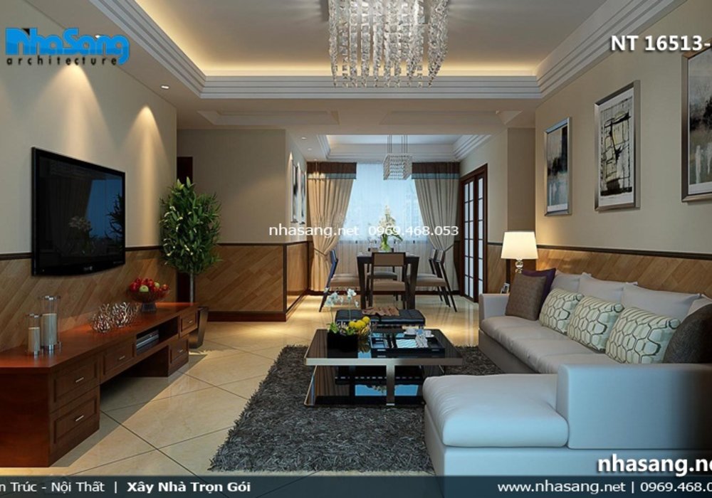 Mẫu phòng khách nhà ống 5m hiện đại NT16513