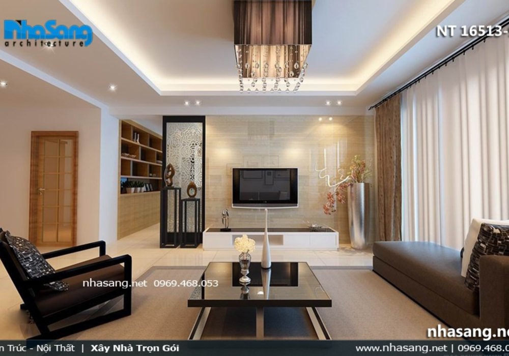 Mẫu phòng khách nhà ống 5m hiện đại NT16513