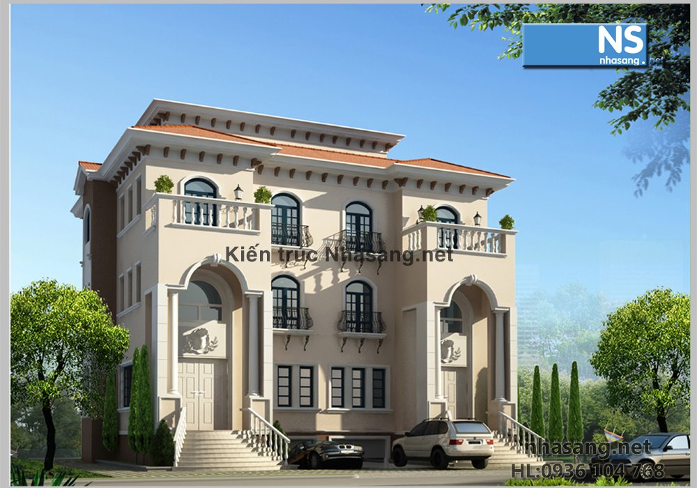 Mẫu thiết kế biệt thự đẹp sang trọng theo phong cách cổ điển BT403