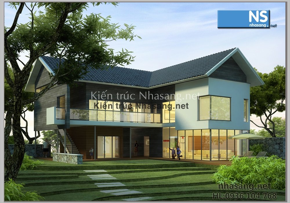 Mẫu thiết kế biệt thự 2 tầng đẹp sang trọng theo phong cách hiện đại BT502 - kiến trúc nhà phố kiểu pháp