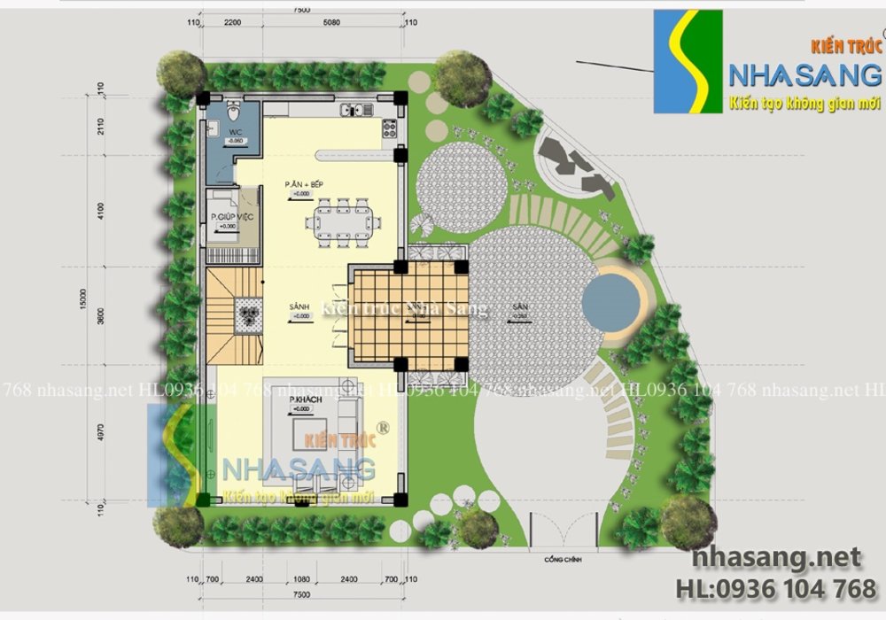 Mẫu thiết kế Biệt thự Nhà vườn đẹp 15m x 7,5m BT14121