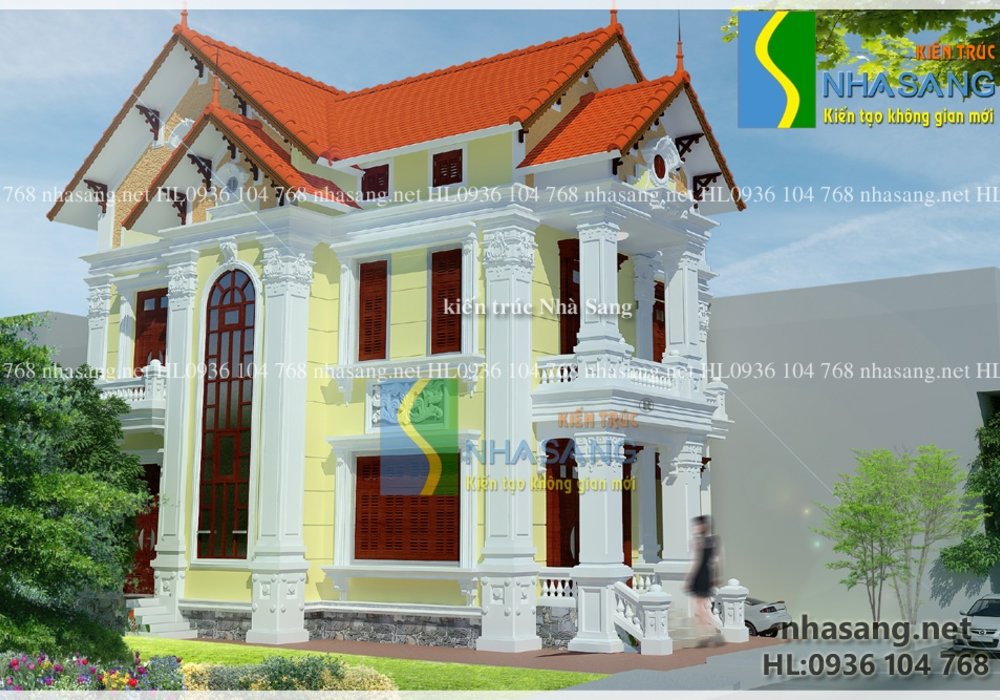Mẫu thiết kế Biệt thự Tân cổ điển 3 tầng đẹp 9,5m x 11m BT14119 kiến trúc Nhà Sang
