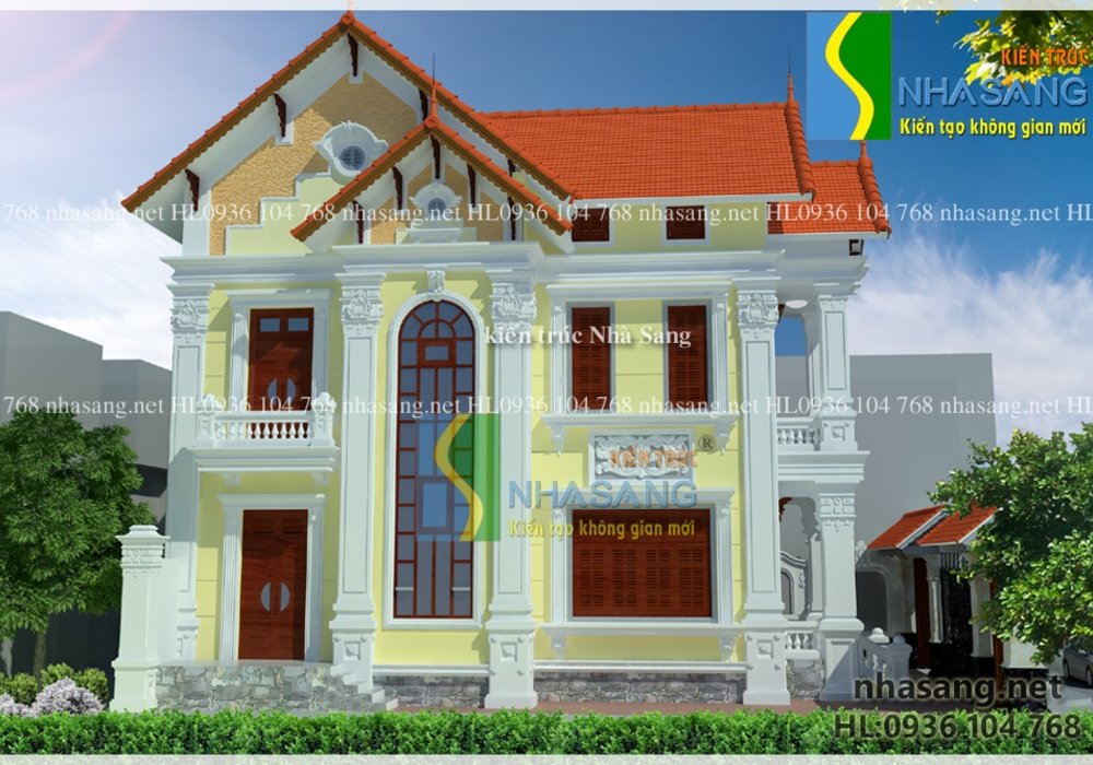 Mẫu thiết kế Biệt thự Tân cổ điển 3 tầng đẹp 9,5m x 11m BT14119 kiến trúc Nhà Sang