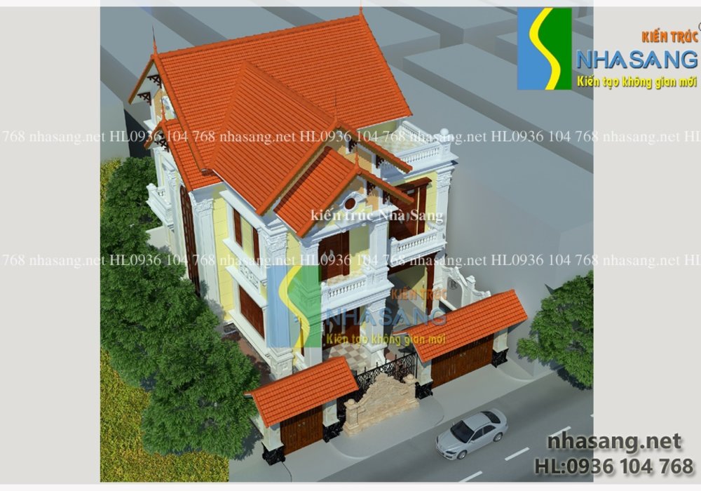 Mẫu thiết kế Biệt thự Tân cổ điển 3 tầng đẹp 9,5m x 11m BT14119 kiến trúc Nhà Sang