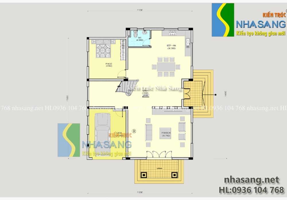 Thiết kế biệt thự Tân cổ điển đẹp kiểu Pháp 3 tầng 11m x 13m BT14120