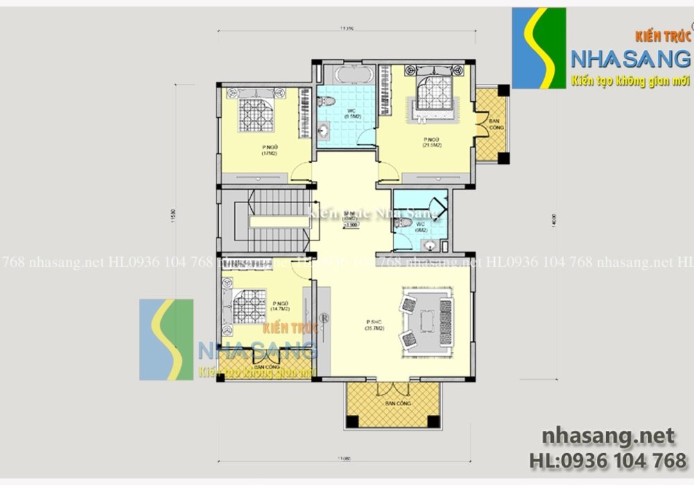 Thiết kế biệt thự Tân cổ điển đẹp kiểu Pháp 3 tầng 11m x 13m BT14120
