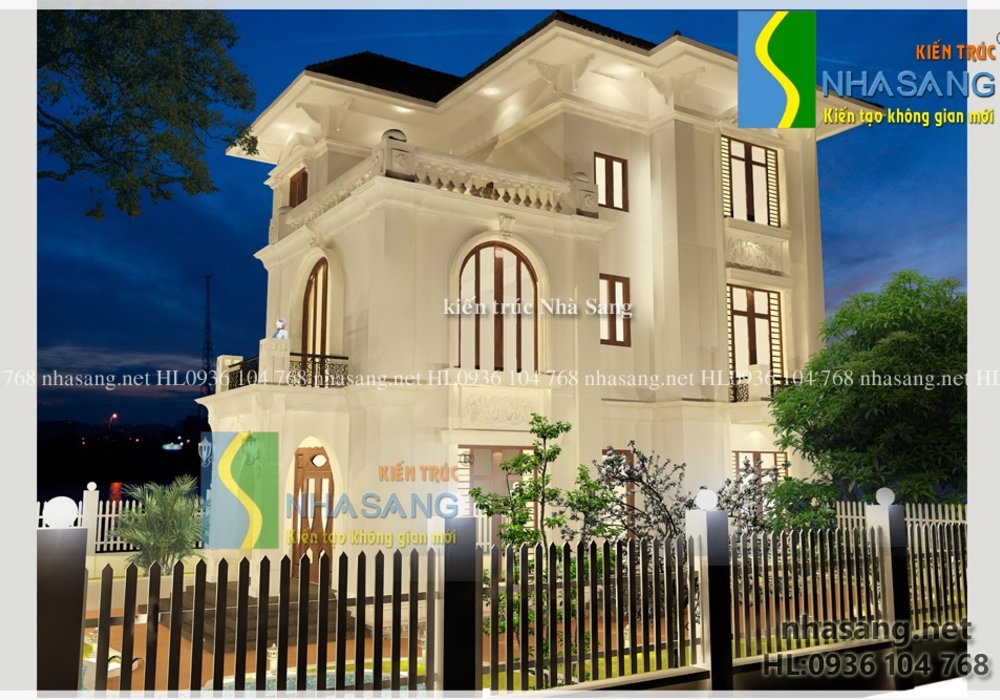 Thiết kế biệt thự Tân cổ điển đẹp kiểu Pháp 3 tầng 11m x 13m BT14120