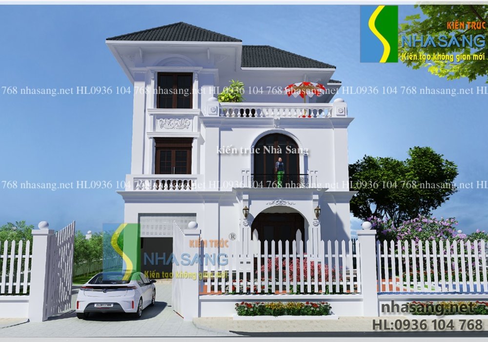 Thiết kế biệt thự Tân cổ điển đẹp kiểu Pháp 3 tầng 11m x 13m BT14120