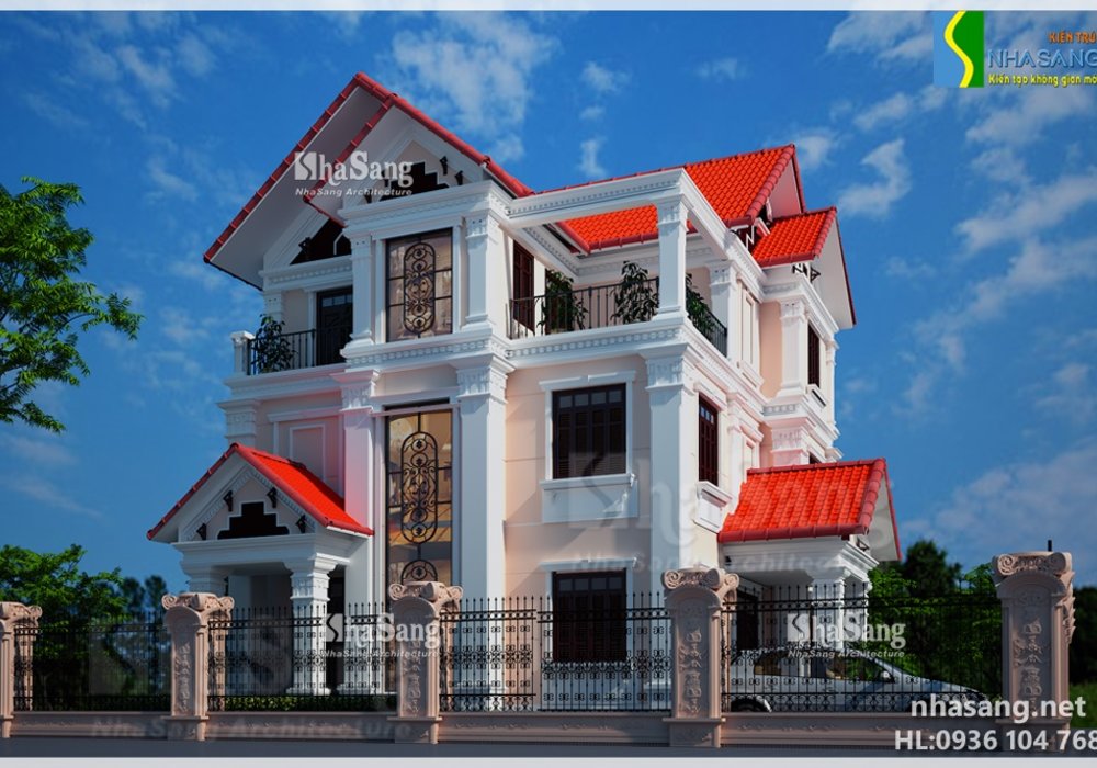 Mẫu thiết kế Biệt Thự đẹp 3 tầng mặt tiền 15m BT14145