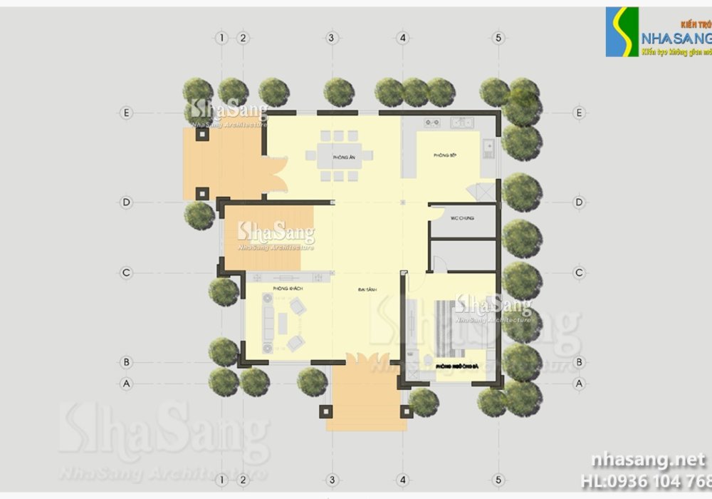 Mẫu thiết kế Biệt Thự đẹp 3 tầng mặt tiền 15m BT14145