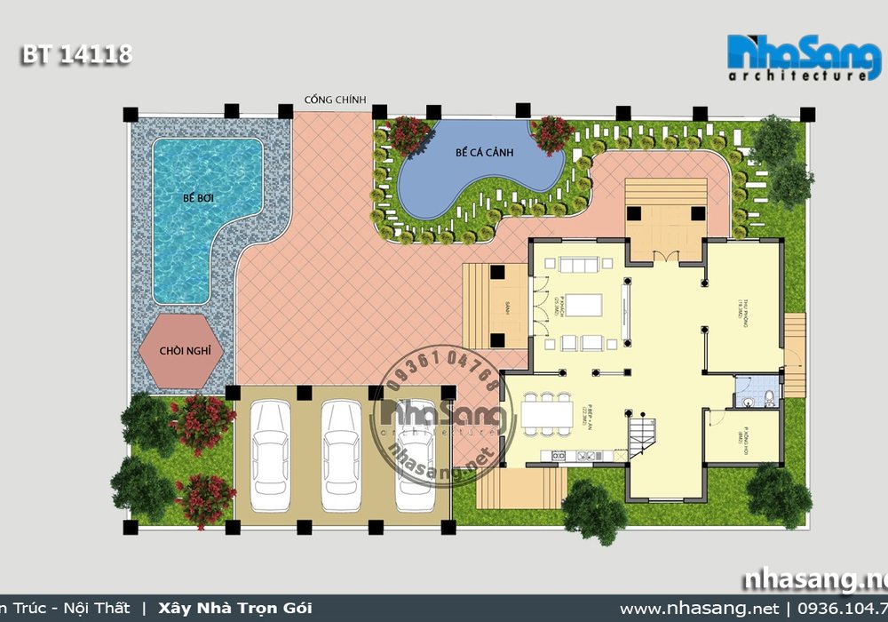 Mẫu thiết kế biệt thự TÂN CỔ ĐIỂN đẹp 3 tầng BT14118