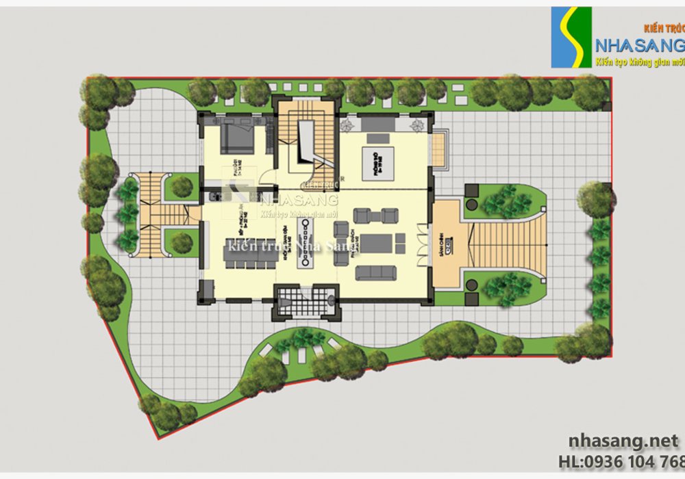 Mẫu thiết kế nhà biệt thự pháp đẹp 3,5 tầng 12,2m x 12,7m BT14128 - nhà phố hiện đại