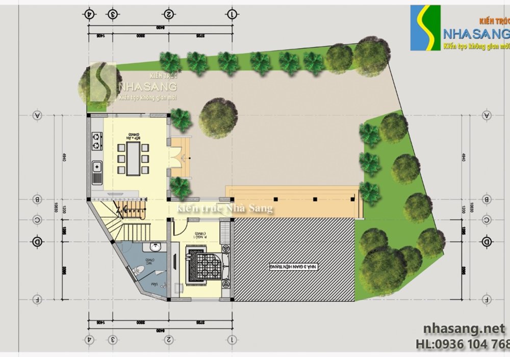 Mẫu thiết kế nhà đẹp 2 tầng chữ L BT14129 - kiến trúc biệt thự 3 tầng