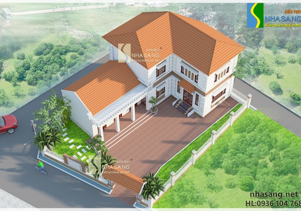 Mẫu thiết kế nhà đẹp 2 tầng chữ L BT14129 - kiến trúc biệt thự 3 tầng