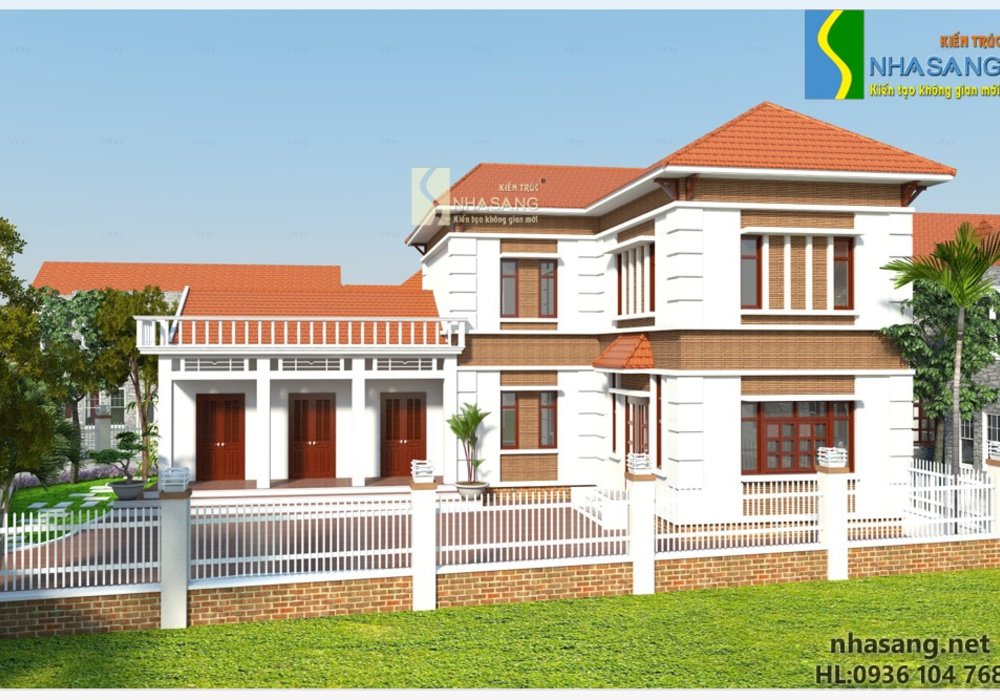 Mẫu thiết kế nhà đẹp 2 tầng chữ L BT14129 - kiến trúc biệt thự 3 tầng