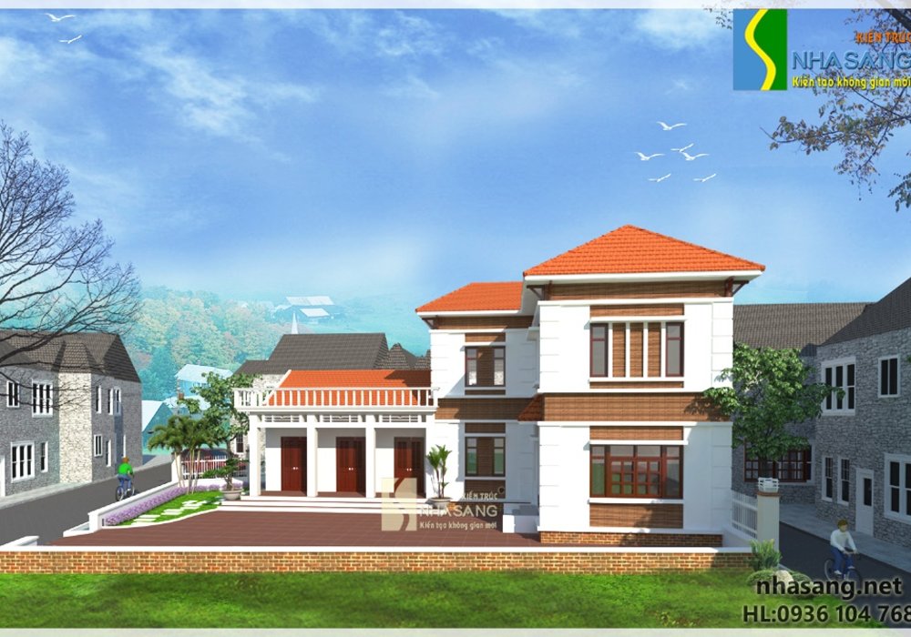 Mẫu thiết kế nhà đẹp 2 tầng chữ L BT14129 - kiến trúc biệt thự 3 tầng