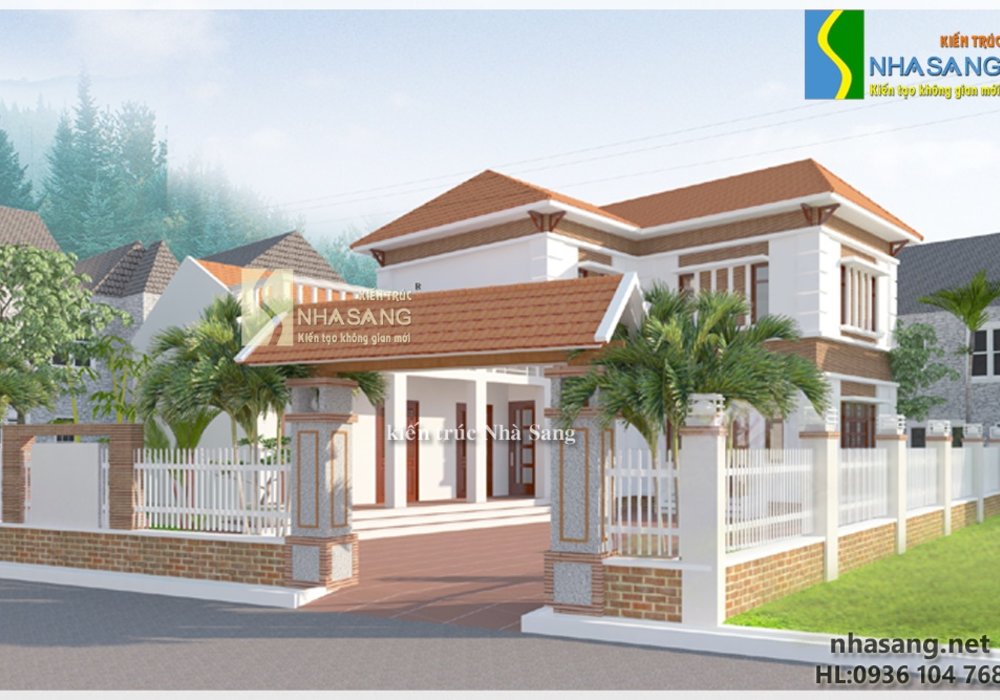 Mẫu thiết kế nhà đẹp 2 tầng chữ L BT14129 - kiến trúc biệt thự 3 tầng