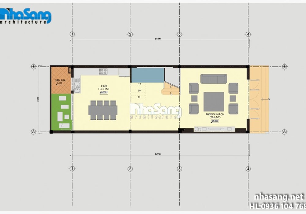 Mẫu thiết kế nhà phố 4 tầng mặt tiền 5m5 BT14188 kiến trúc Pháp