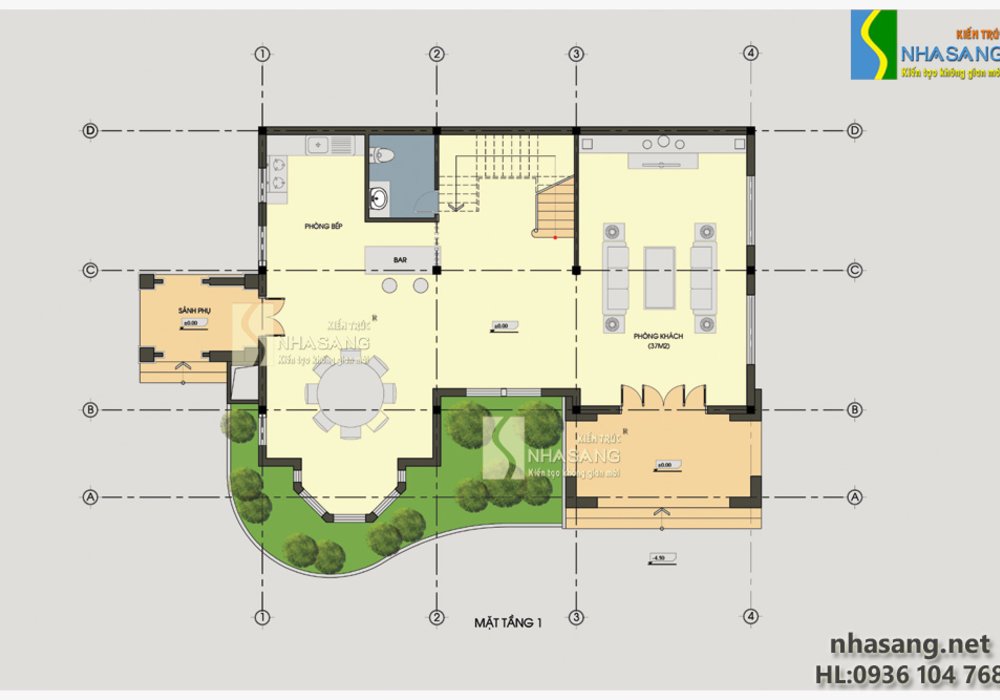 Mẫu thiết kế Nhà vườn đẹp 2 tầng BT14132
