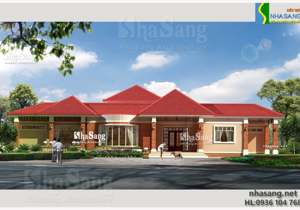 Mẫu thiết kế Nhà vườn đẹp 1 tầng BT14135