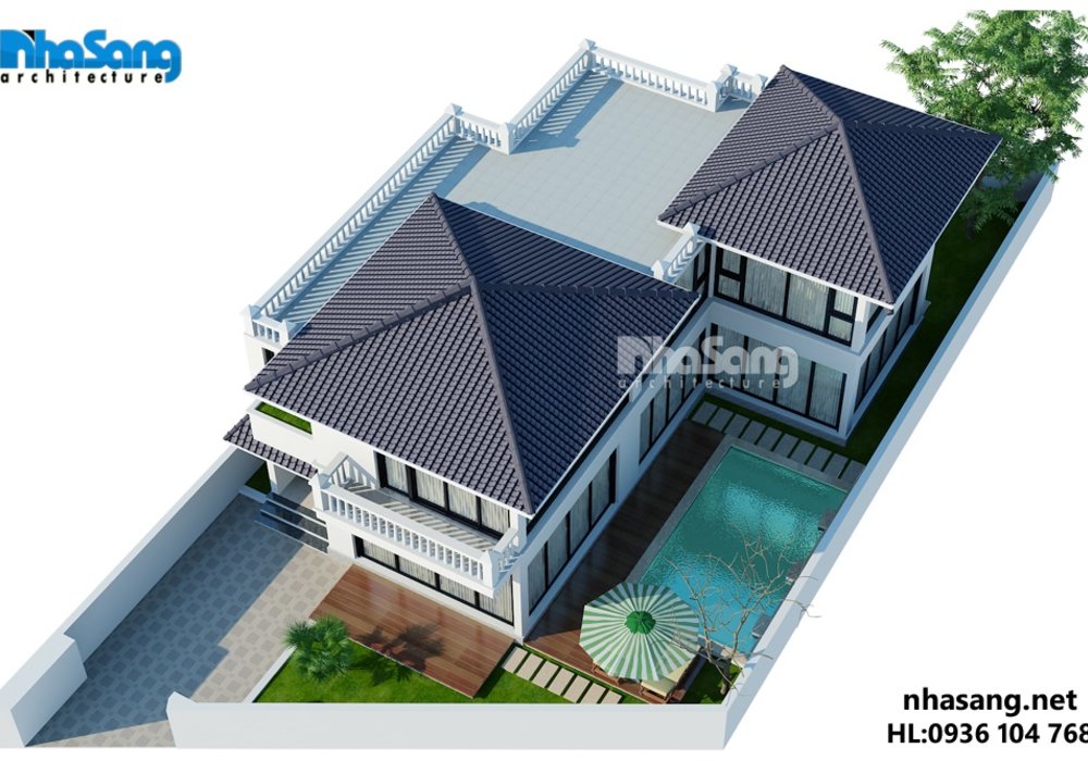 Mẫu thiết Kế Biệt thự Nhà Vườn đẹp 2 tầng BT14156 - kiến trúc nhà phố kiểu pháp