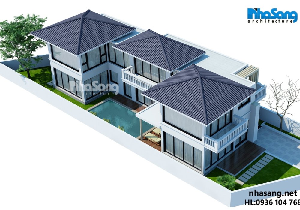 Mẫu thiết Kế Biệt thự Nhà Vườn đẹp 2 tầng BT14156 - kiến trúc nhà phố kiểu pháp