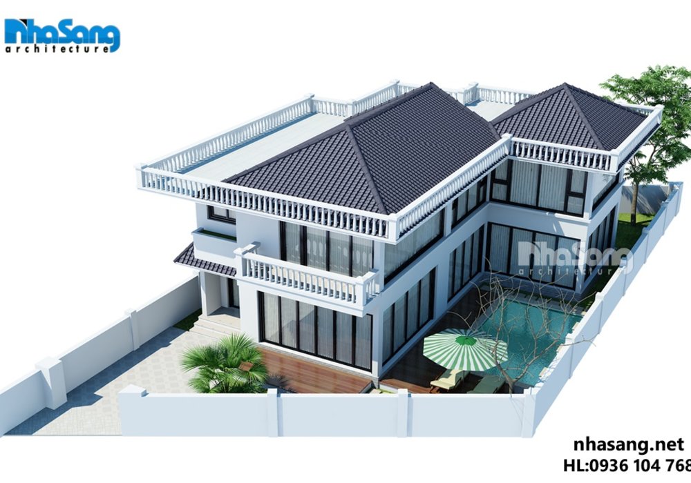 Mẫu thiết Kế Biệt thự Nhà Vườn đẹp 2 tầng BT14156 - kiến trúc nhà phố kiểu pháp