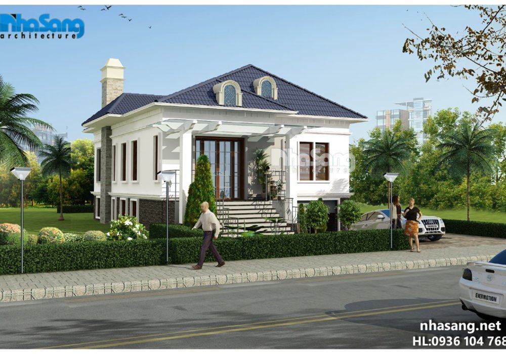 Mẫu Thiết Kế Nhà Biệt thự Vườn Đẹp 1,5 tầng BT14157 - kiến trúc nhà phố kiểu pháp