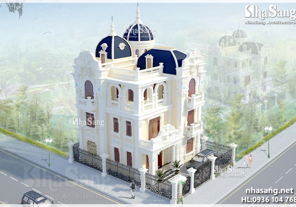 Mẫu thiết kế nhà biệt thự  phố kiểu Pháp 3,5 tầng đẹp BT14152