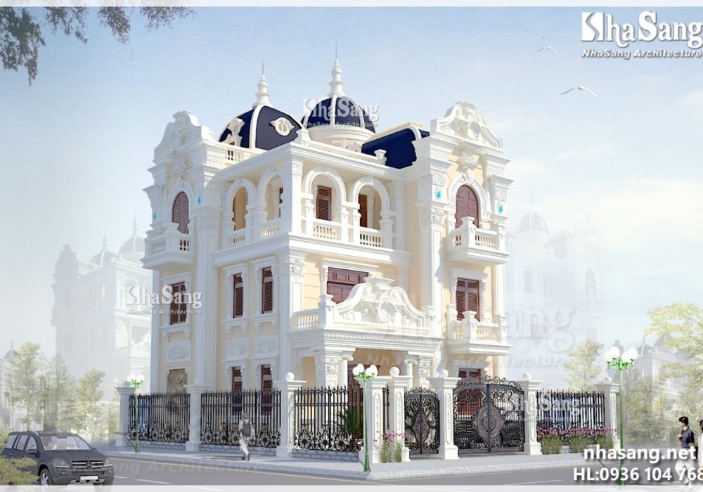 Mẫu thiết kế nhà biệt thự  phố kiểu Pháp 3,5 tầng đẹp BT14152
