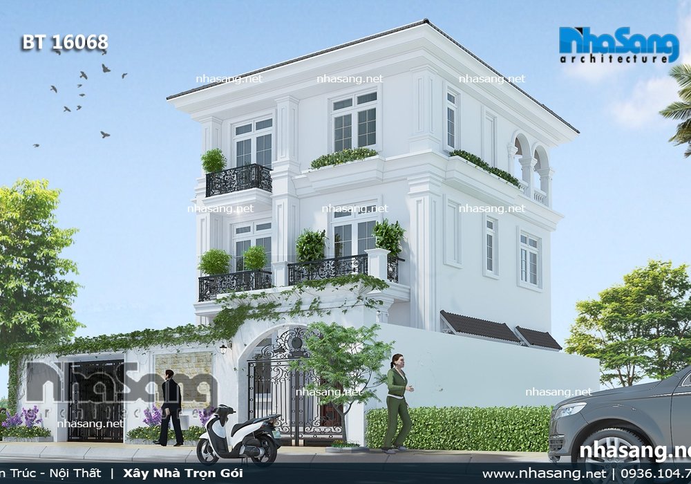 Nhà 3 tầng mái bằng đơn giản, kiên cố BT16068
