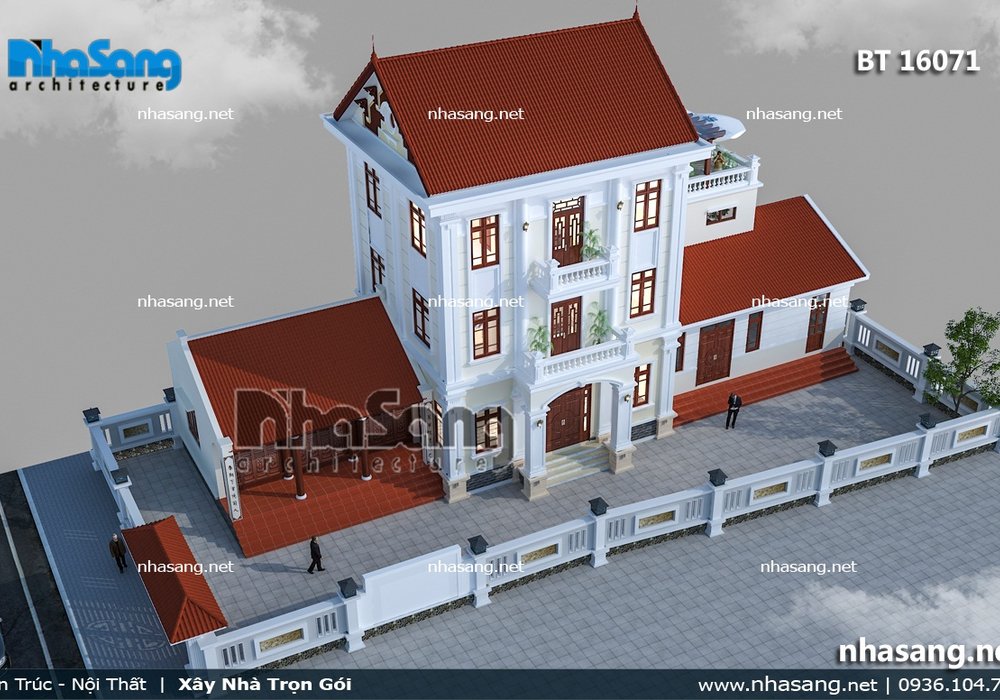 Mẫu nhà biệt thự 3 tầng kiểu Pháp BT16071