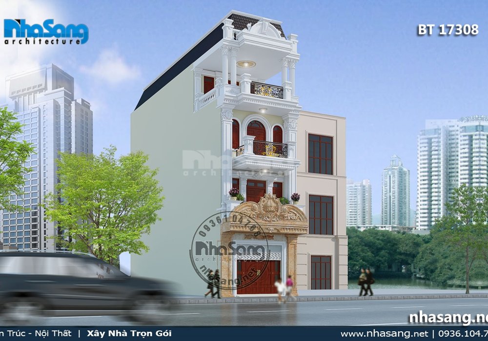 Biệt thự phố mặt tiền 5m tân cổ điển BT17308