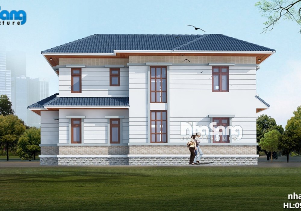 Nhà vườn đẹp 2 tầng chữ L mặt tiền 15m x 10m mái thái BT16005