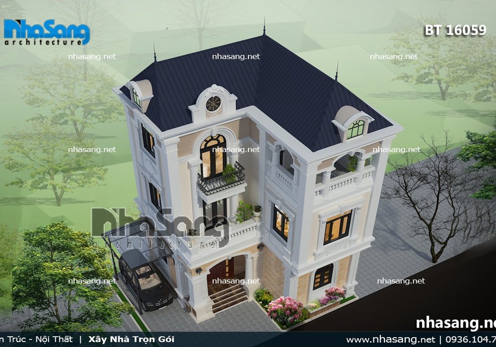Biệt thự kiểu Pháp chữ L sang trọng BT16059