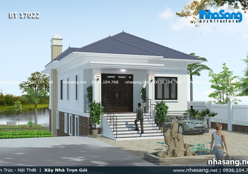 Thiết kế nhà 1.5 tầng 4 phòng ngủ BT17022