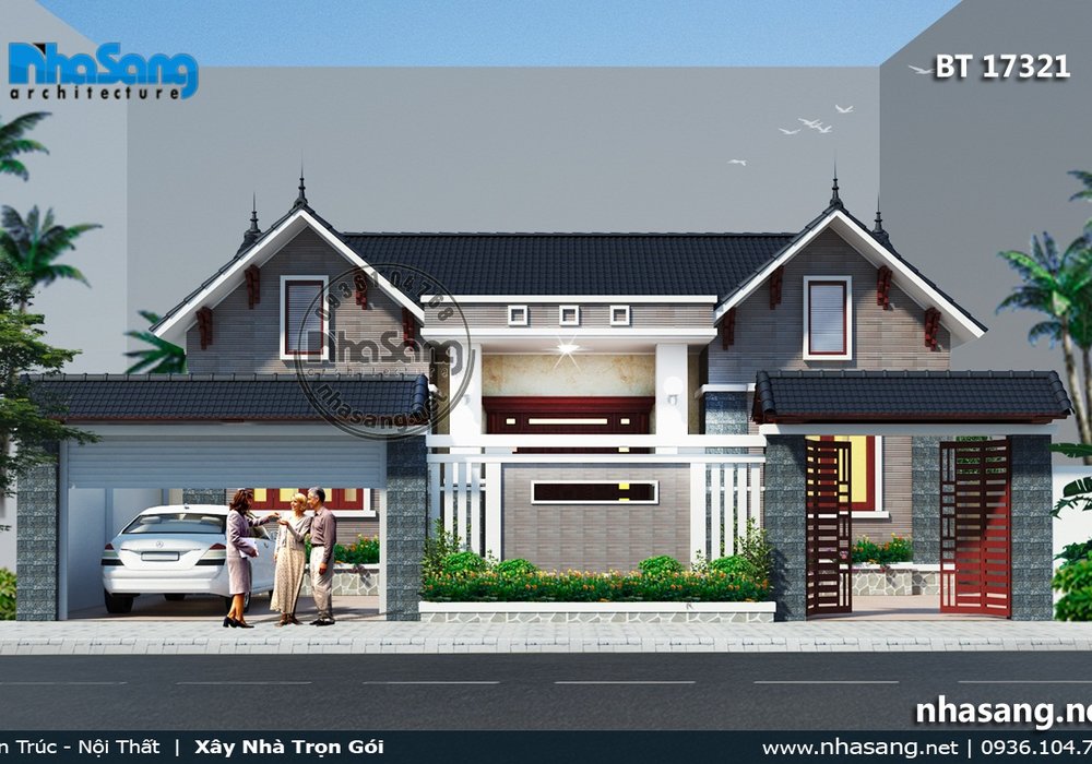 5 kiểu Biệt thự vườn 1 tầng 4 phòng ngủ BT17321 | 999 Nhà vườn đẹp cập nhật liên tục
