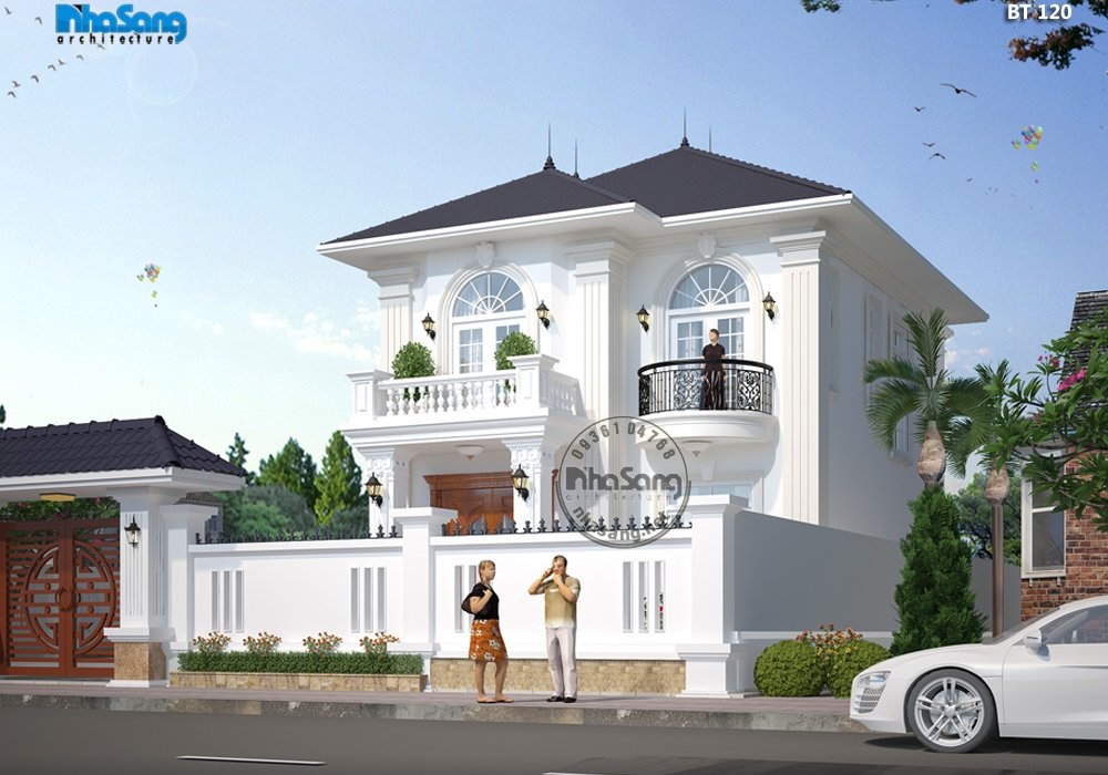 Nhà vườn 2 tầng mái Thái 100m2 10x11m 4 phòng ngủ BT120