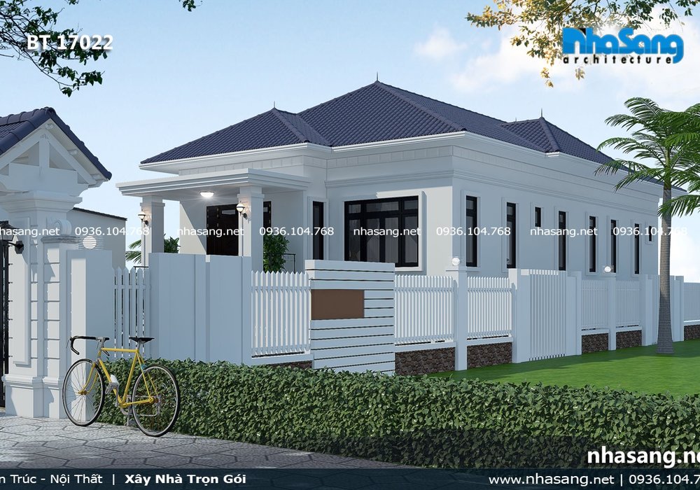 Thiết kế nhà 1.5 tầng 4 phòng ngủ BT17022