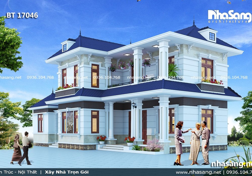 Nhà vườn Châu Âu 2 tầng mái thái BT17046