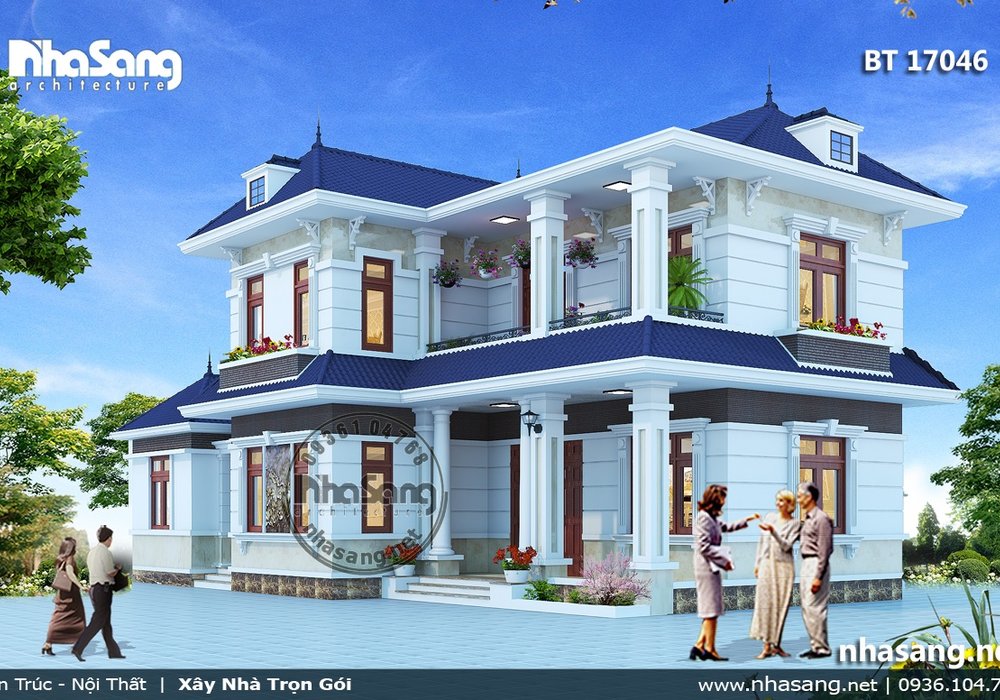 Nhà vườn Châu Âu 2 tầng mái thái BT17046